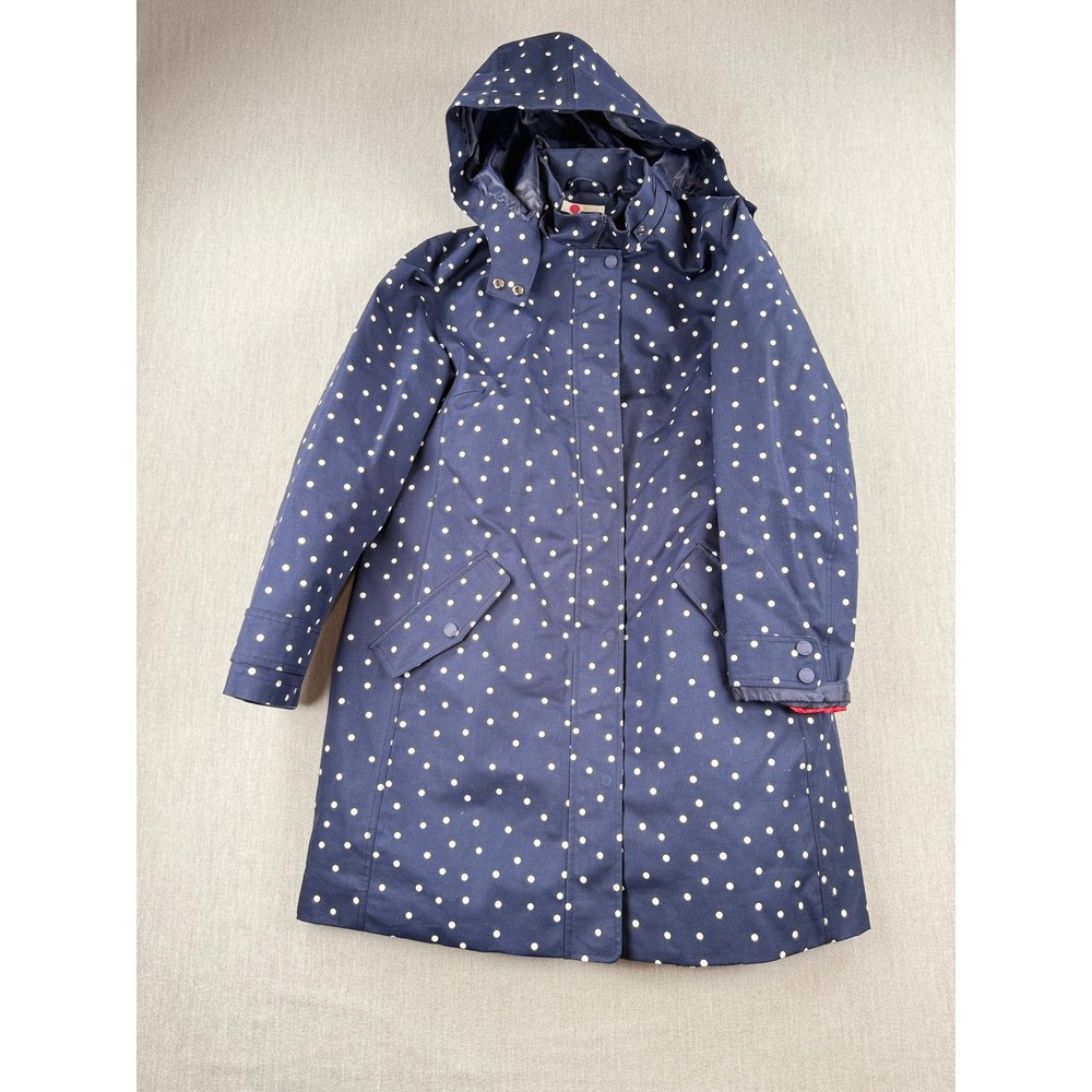 Boden Navy Blue Polka Dot Hooded Rain Mac Coat Jacket US 14R
